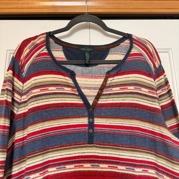 Lauren Ralph Lauren Aztec print waffle knit drop waist cotton dress - Picture 2 of 8